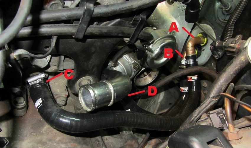 How do I know which heater core hose is inlet and outlet