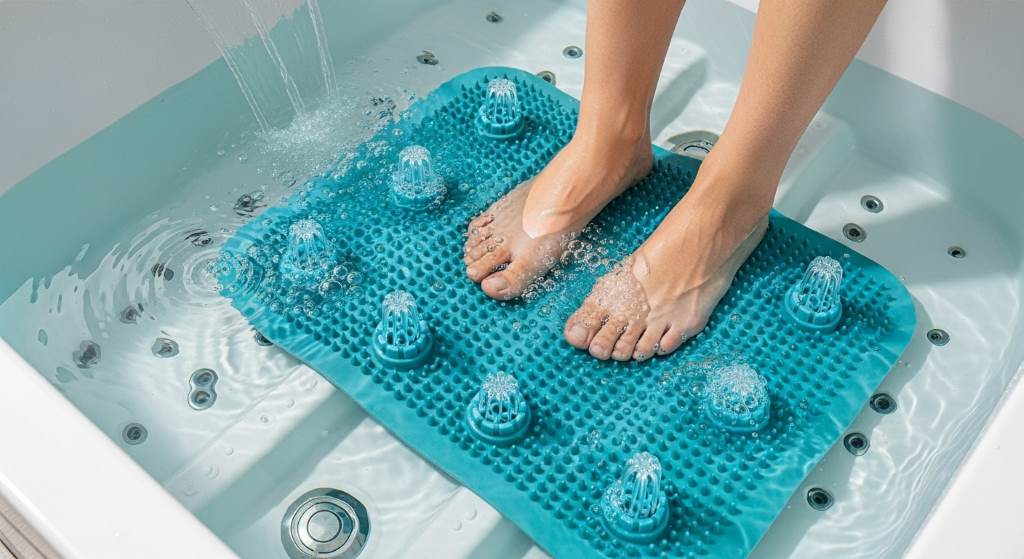 Diabetic foot care ozone spa bath mat with hydrotherapy massage jets