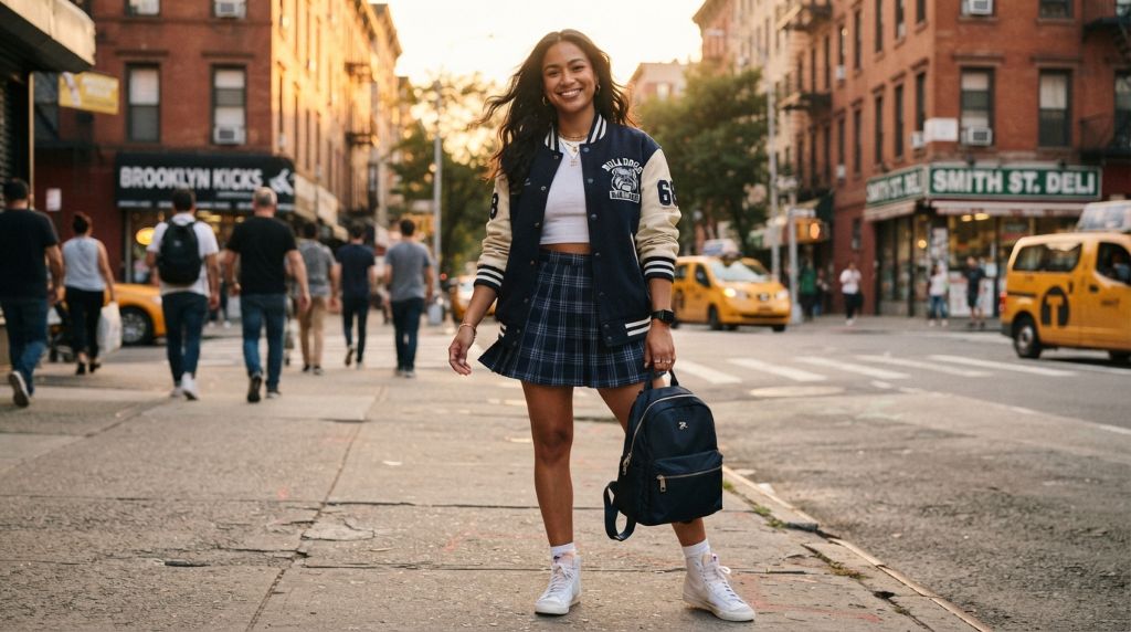 Cheerleader-inspired outfit without a traditional uniform