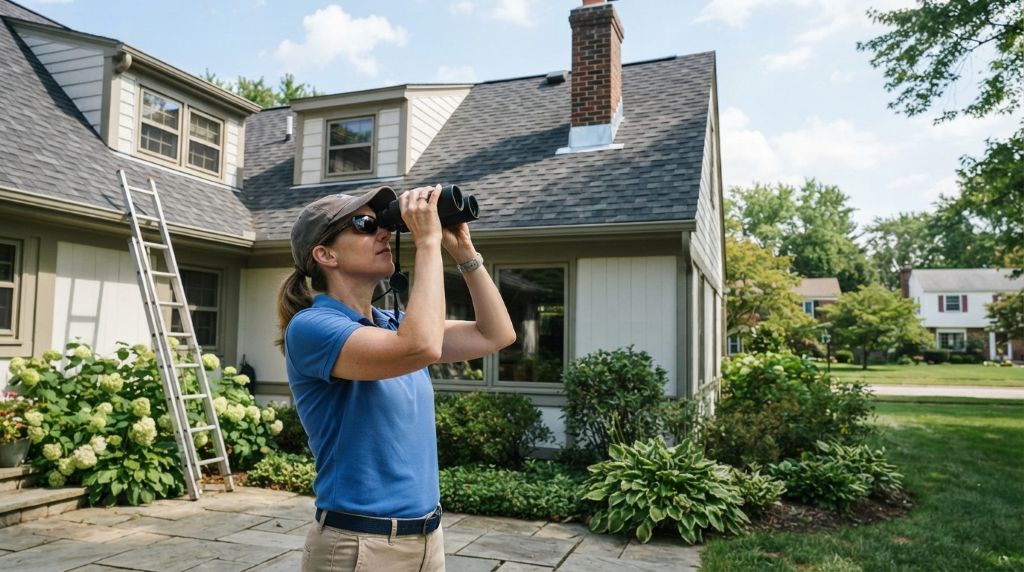 Inspecting a roof for leaks and damage