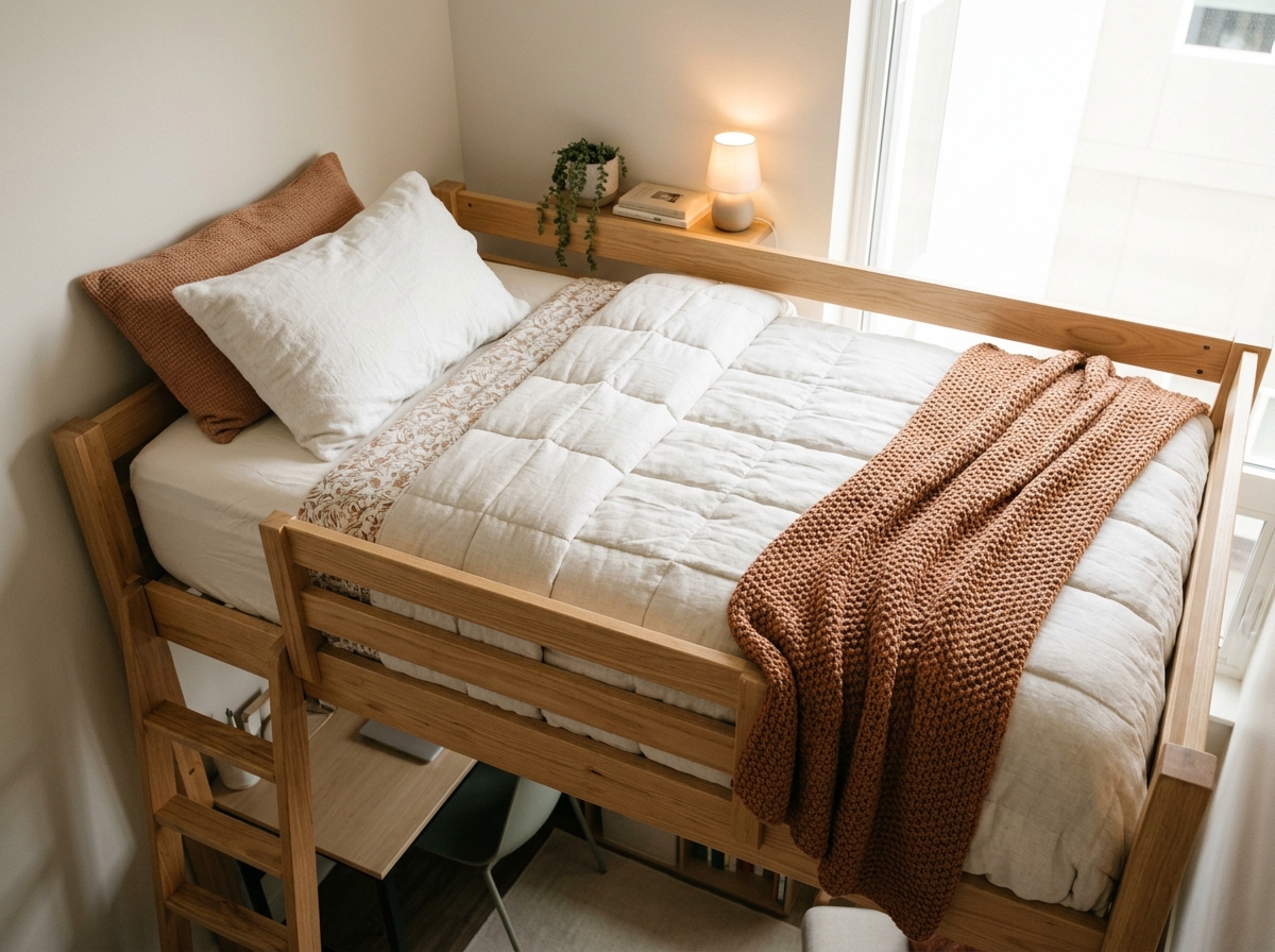 Make compact living cozy! Explore practical dorm room and small apartment bedding tips, from space-saving storage hacks to the best budget-friendly layers.