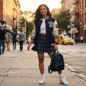 Cheerleader-inspired outfit without a traditional uniform